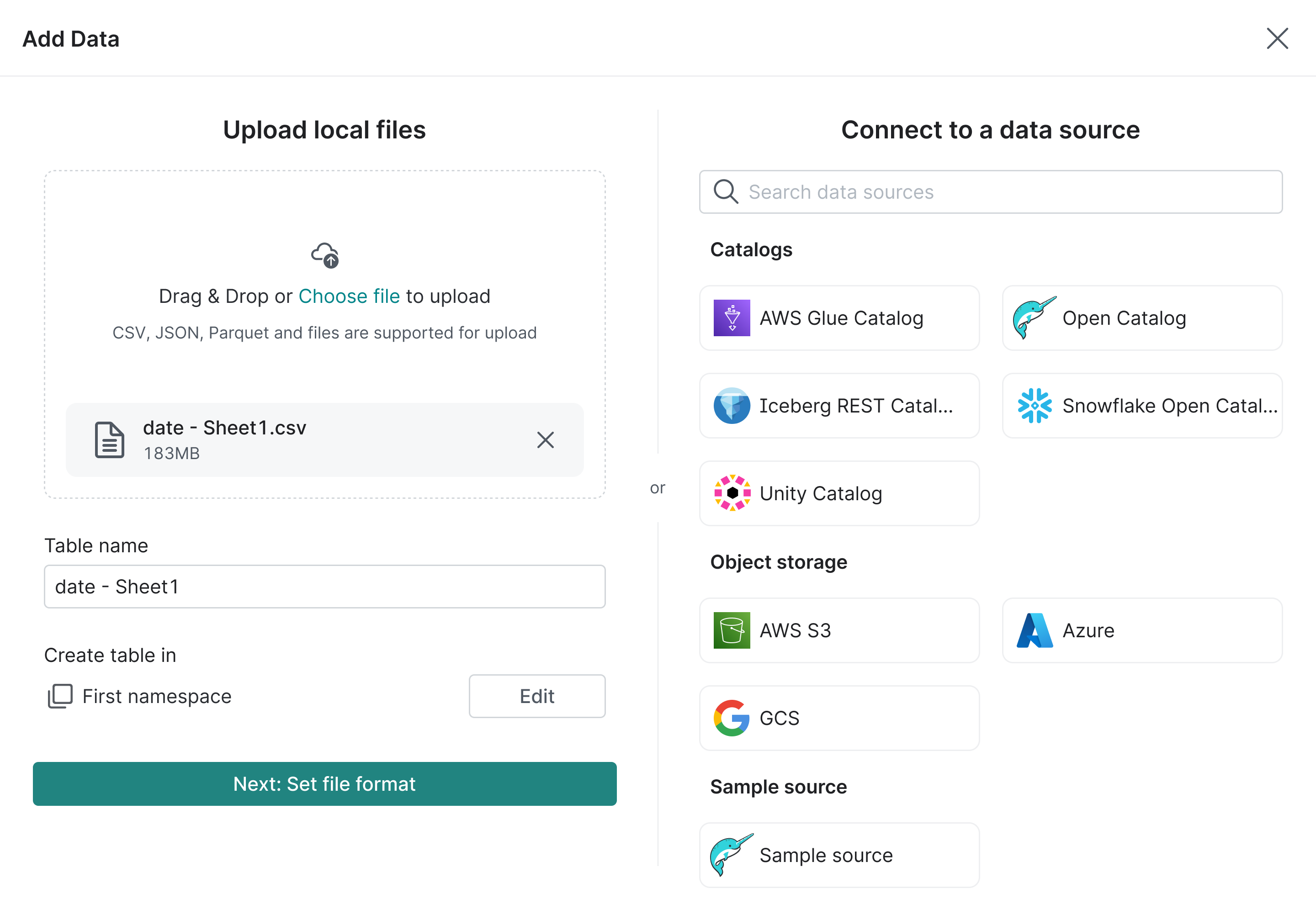 Simplified data upload interface