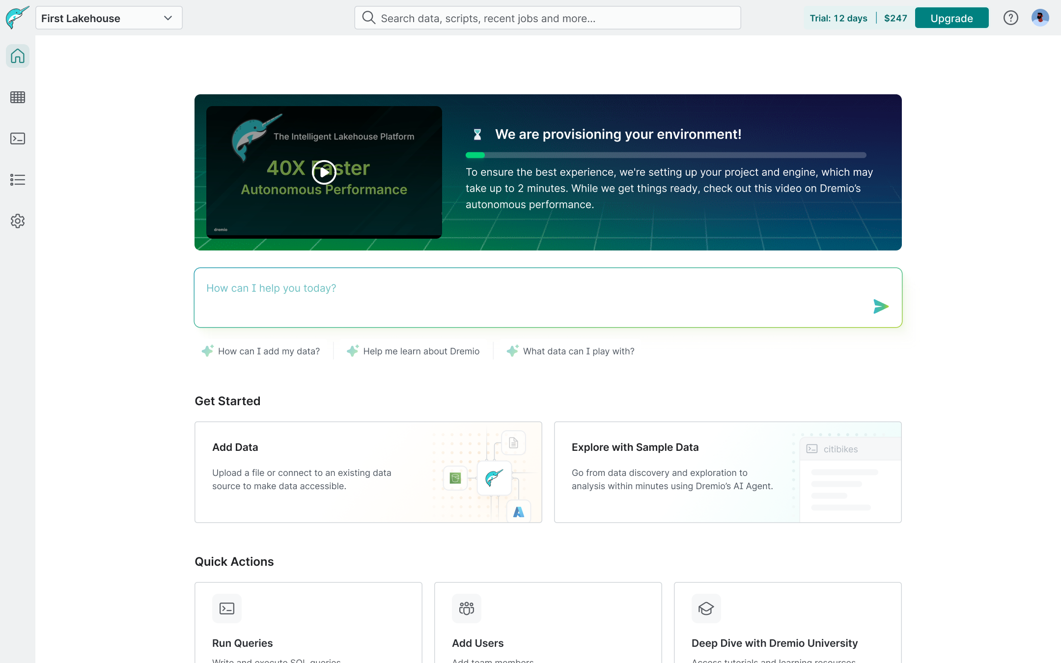 New home page for getting started