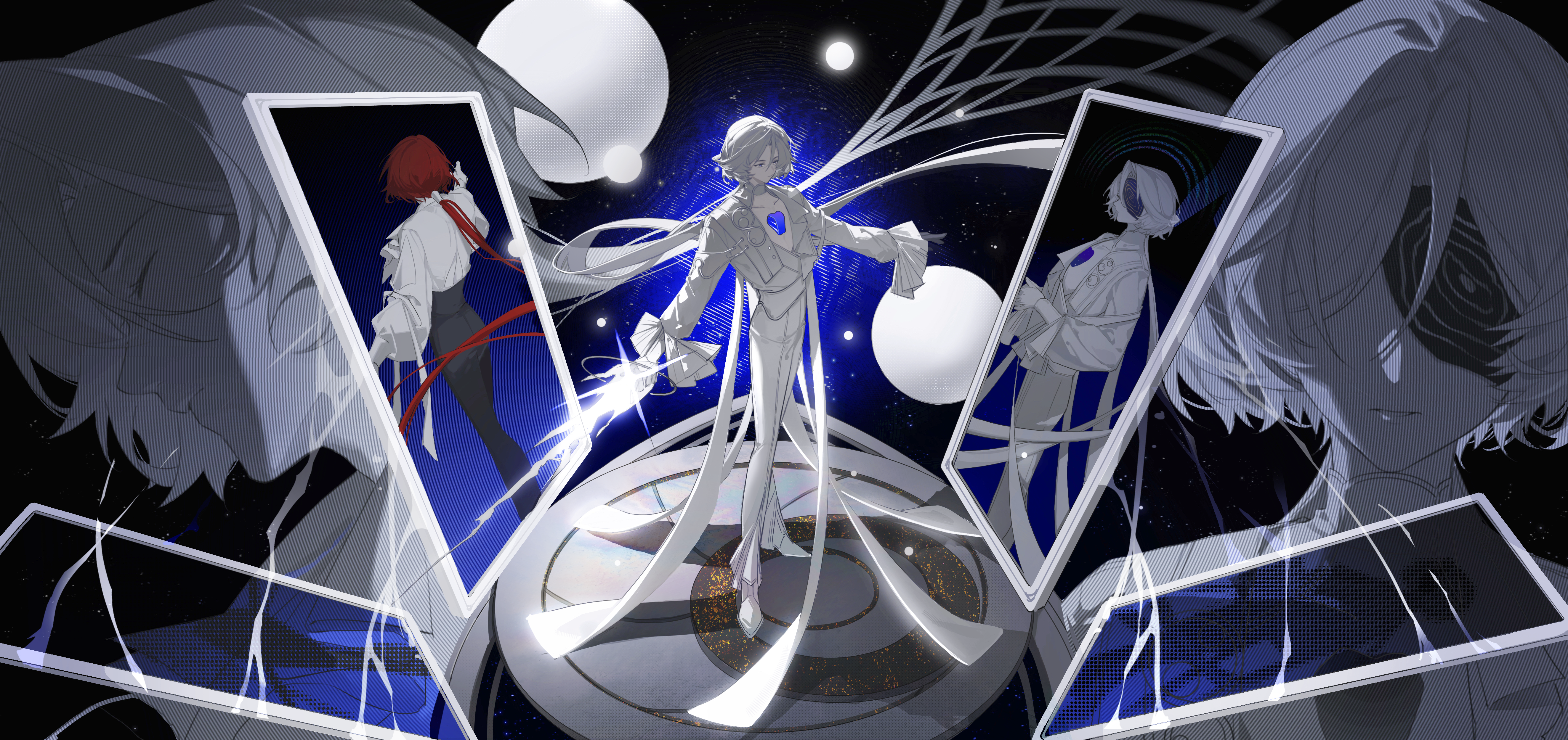 Illustration — dark space scene with multiple figures